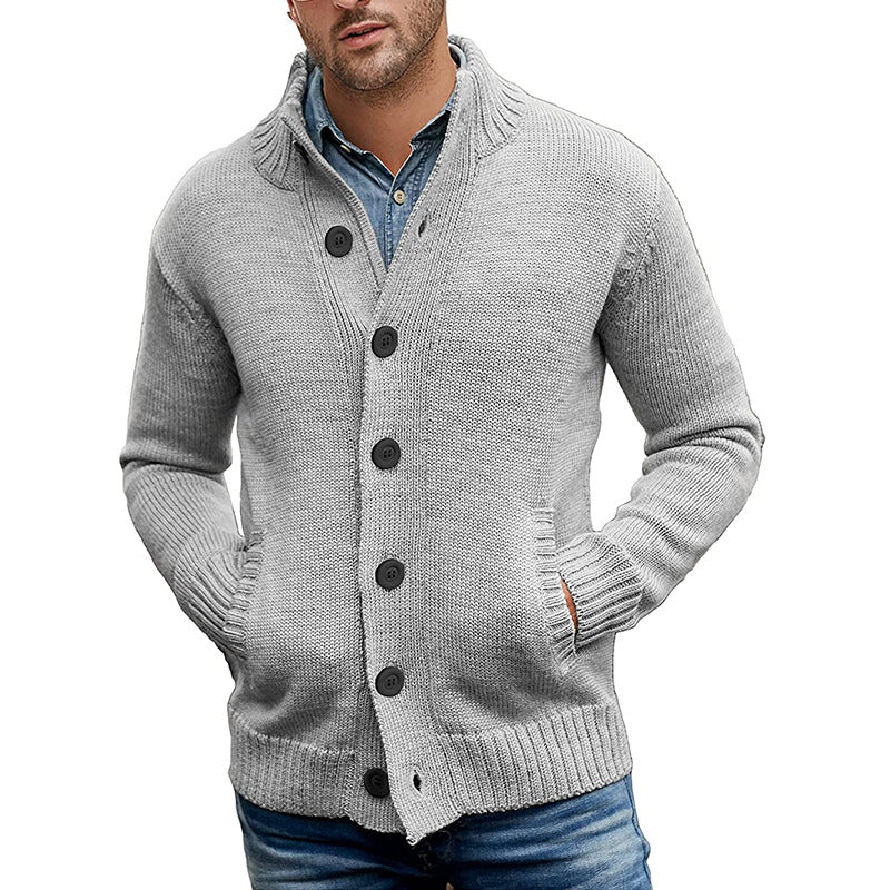 Hervin - Pull simple boutonnage en maille unie