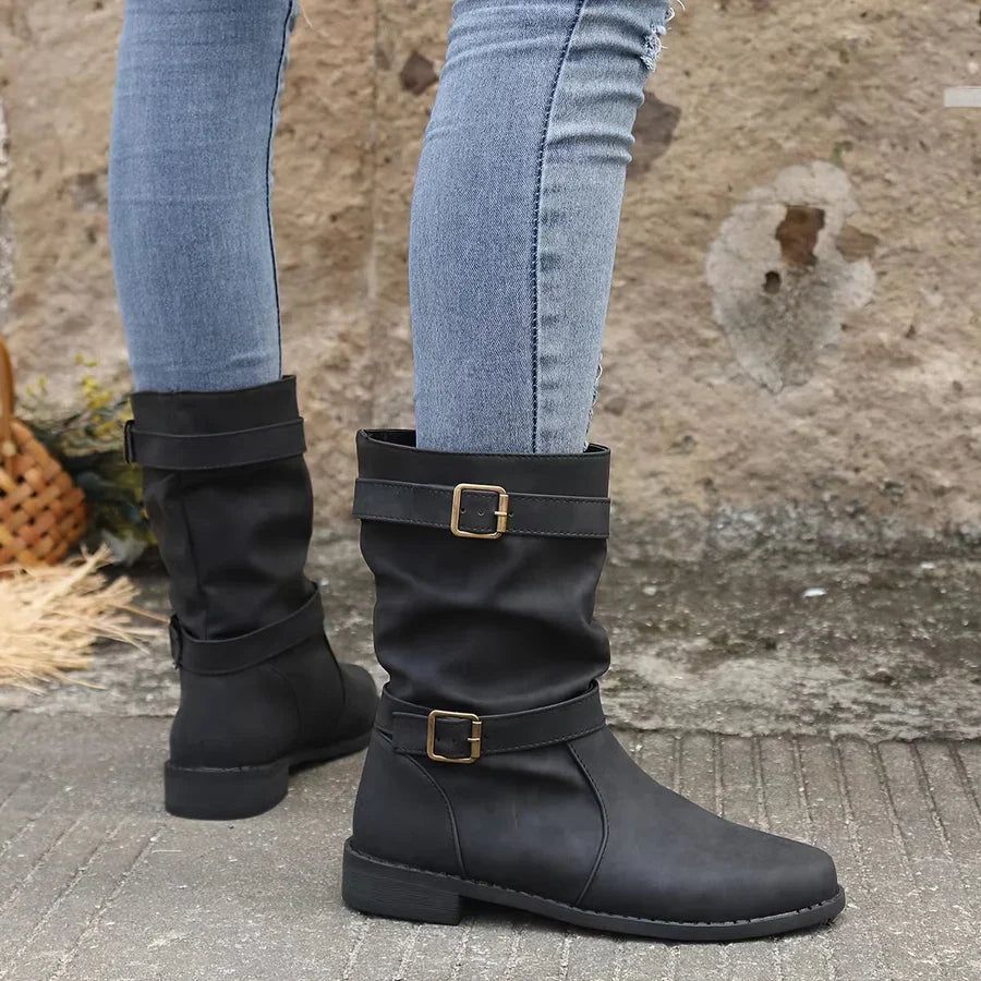 Kasha - Bottines western vintage à boucle pour femme