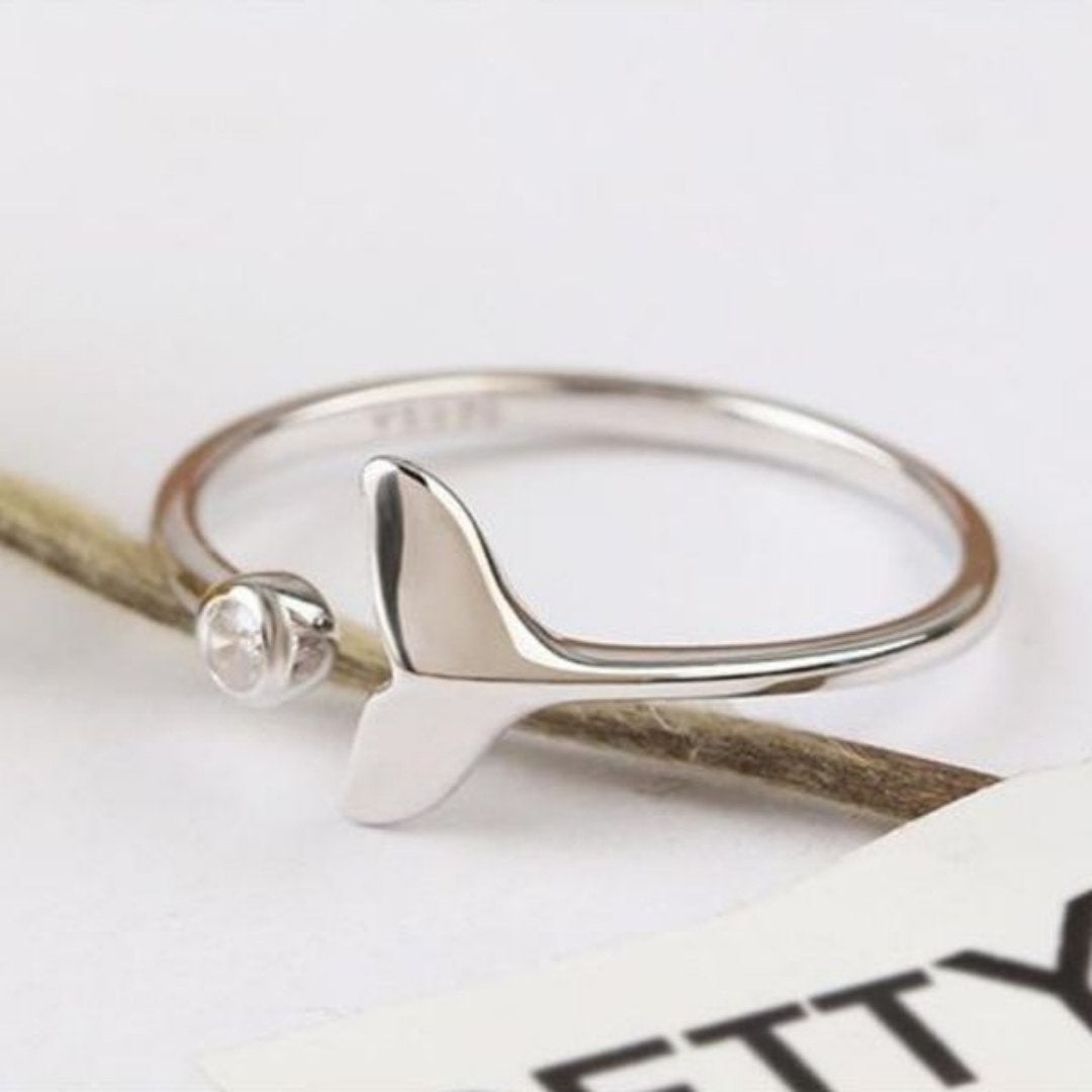 Bague queue de dauphin en argent sterling 925 et dioxyde de zirconium réglable