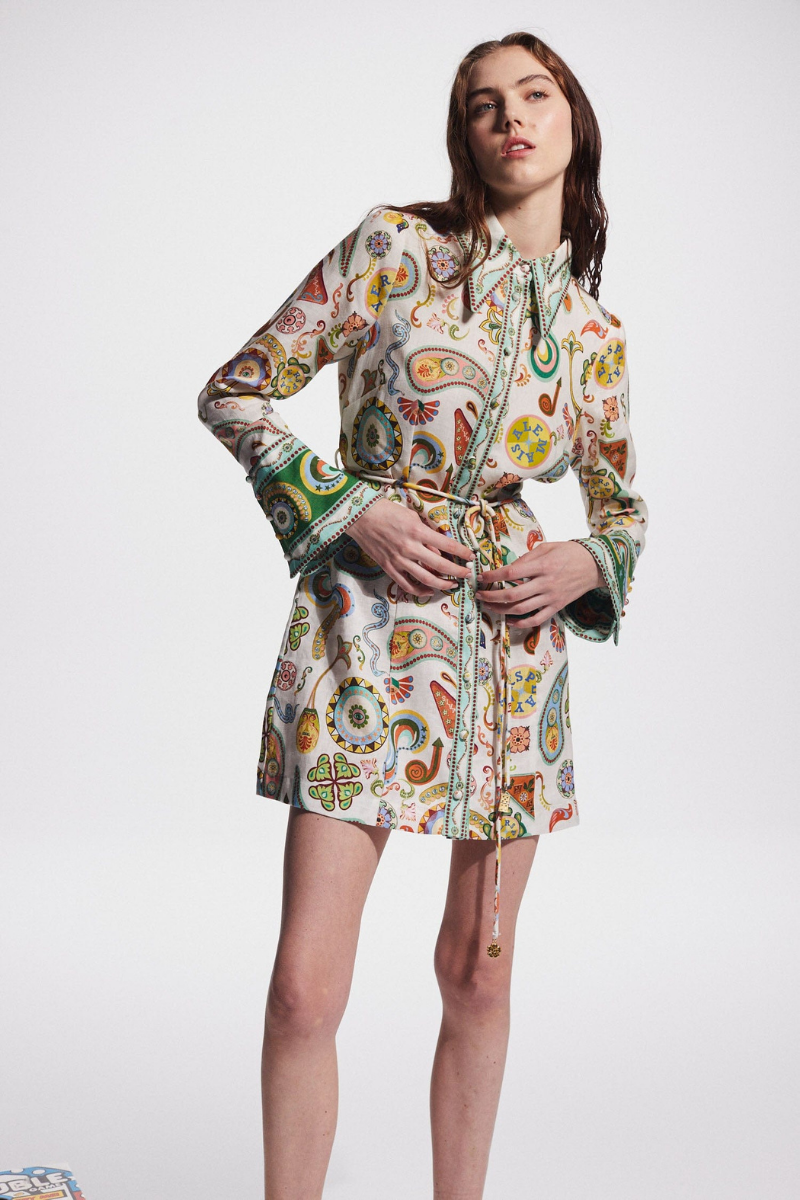 Aimeé Langärmliges Minikleid mit Paisleymuster