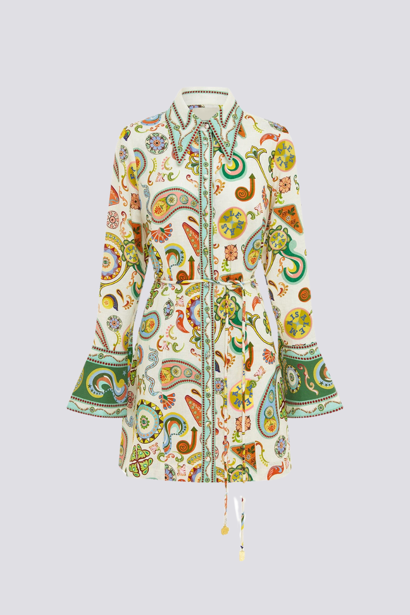 Aimeé Langärmliges Minikleid mit Paisleymuster