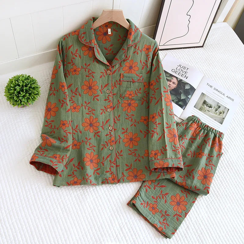 Amelia | Pyjama-Set Baumwolle mit Blumenmuster