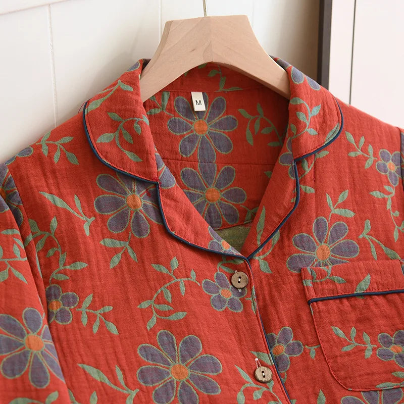 Amelia | Pyjama-Set Baumwolle mit Blumenmuster