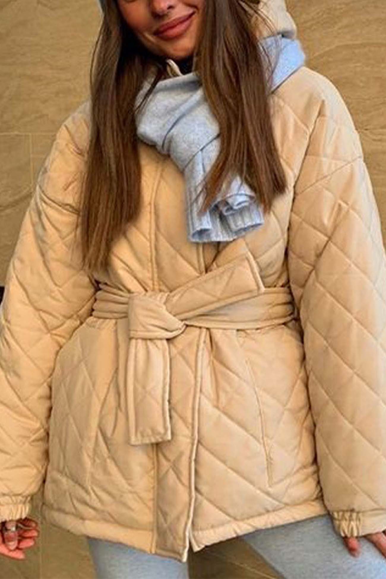 Sage | veste en coton à capuche et ceinture en losange
