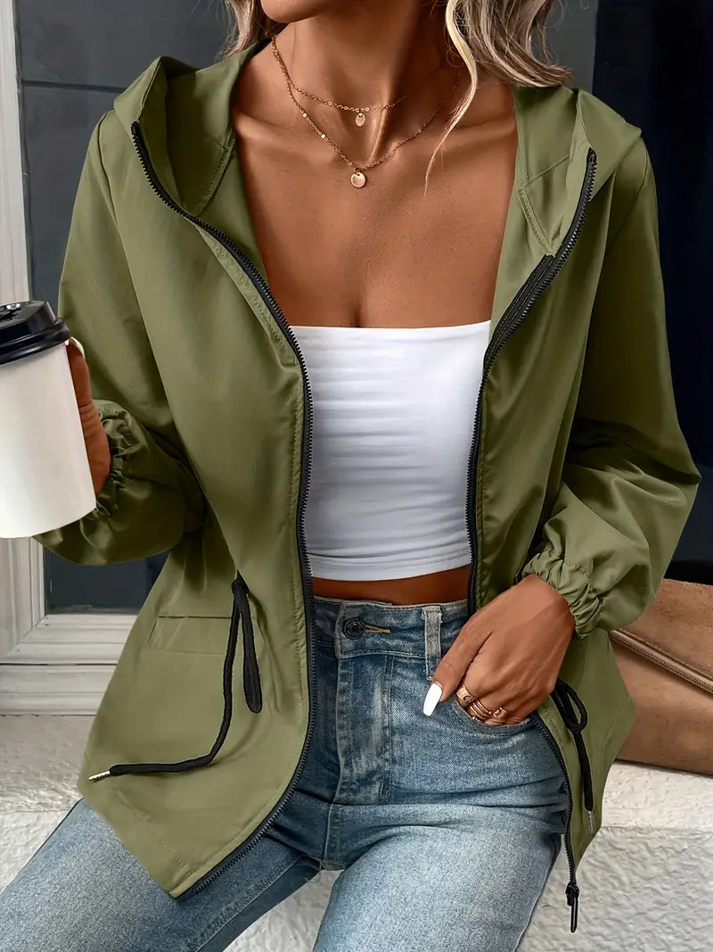 Yulise | Veste coupe-vent tendance pour femme avec capuche et poignets élastiques