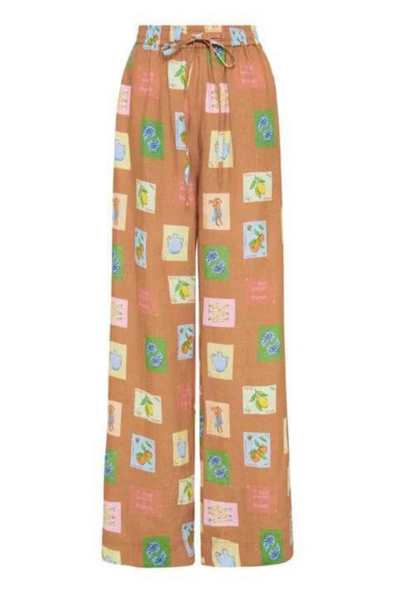 Ensemble pantalon ample à jambes larges avec imprimé floral botanique ethnique