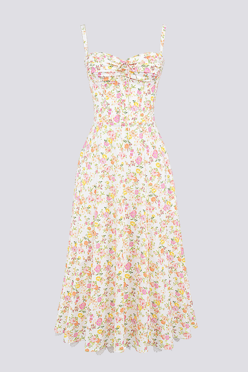 Athenais gerafftes Maxikleid mit Blumenmuster
