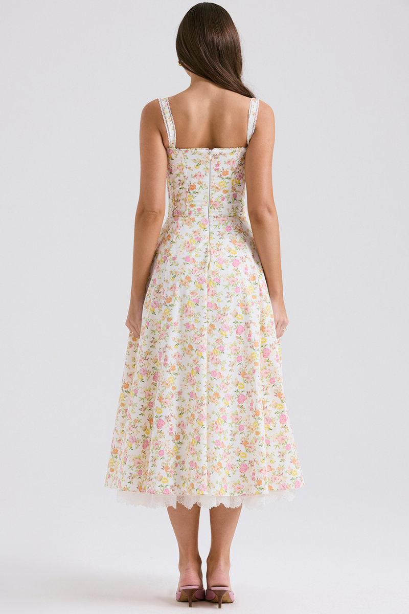 Athenais gerafftes Maxikleid mit Blumenmuster