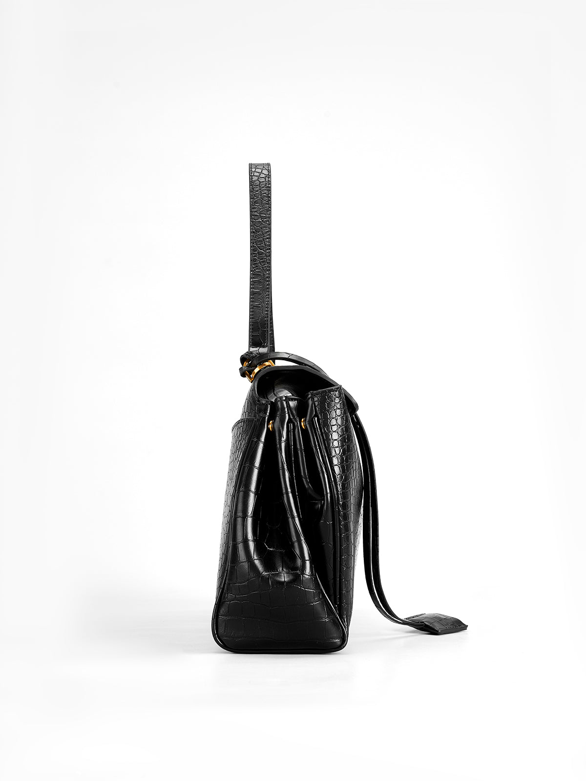 Große Handtasche mit Krokodil-Prägung