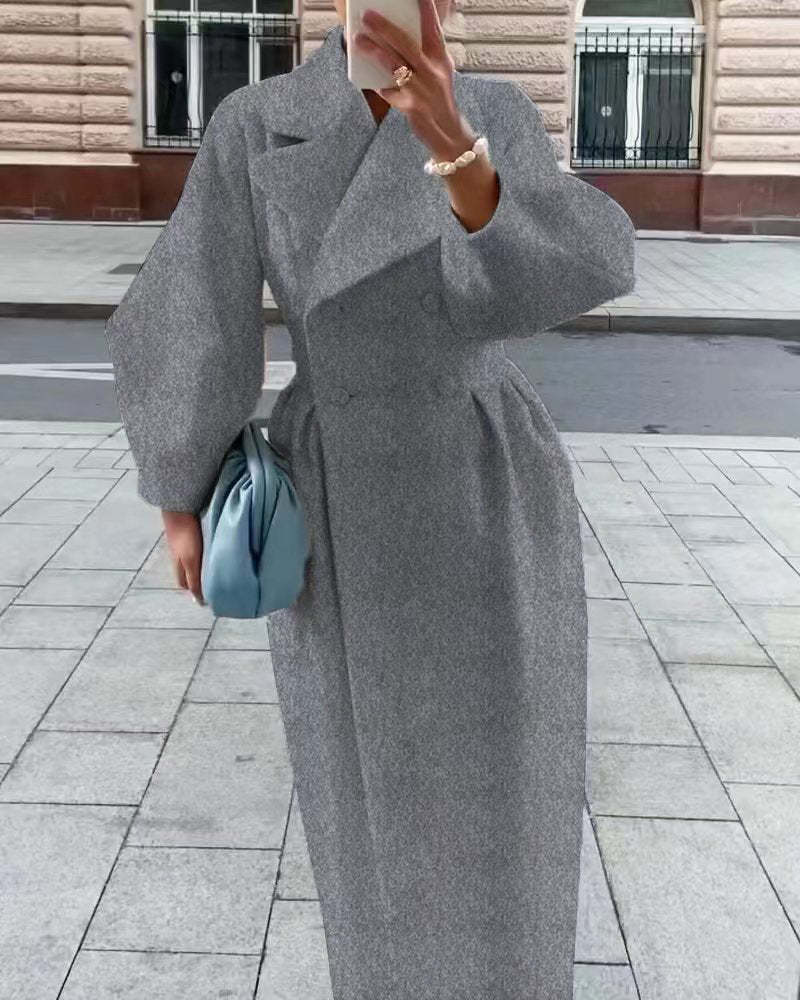 Manteau en laine vintage avec manches lanternes et revers