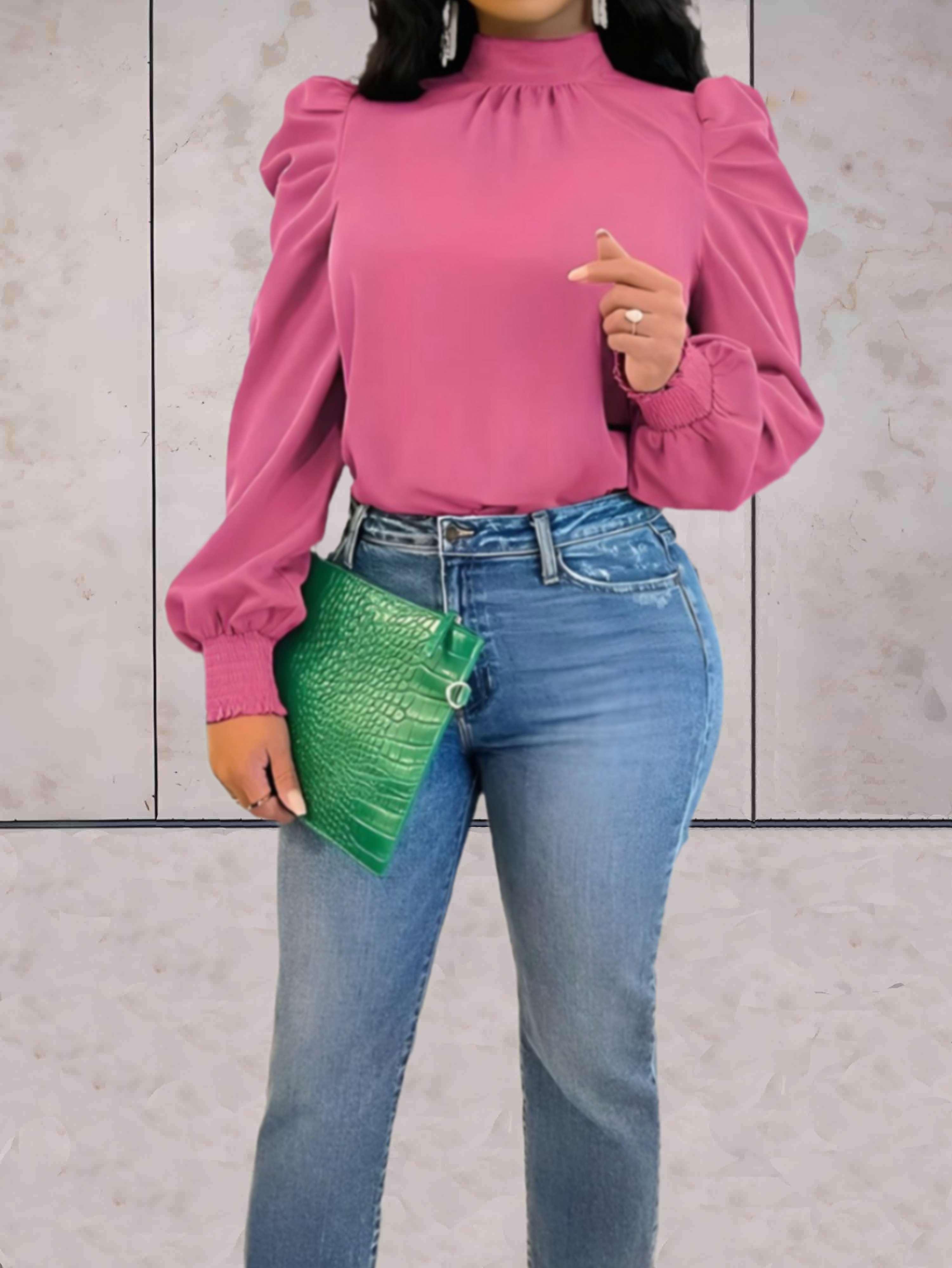 Bellachicha - Bluse mit Rollkragen und langen Puffärmeln