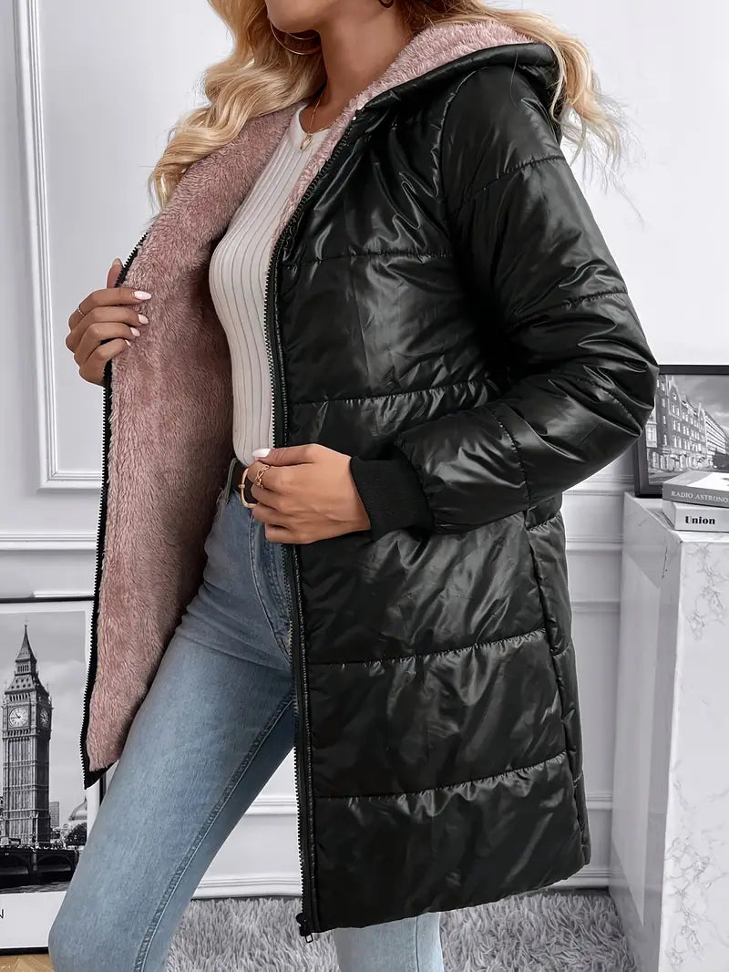 Yulora | Doudoune femme, manteau d'hiver à manches longues avec doublure polaire