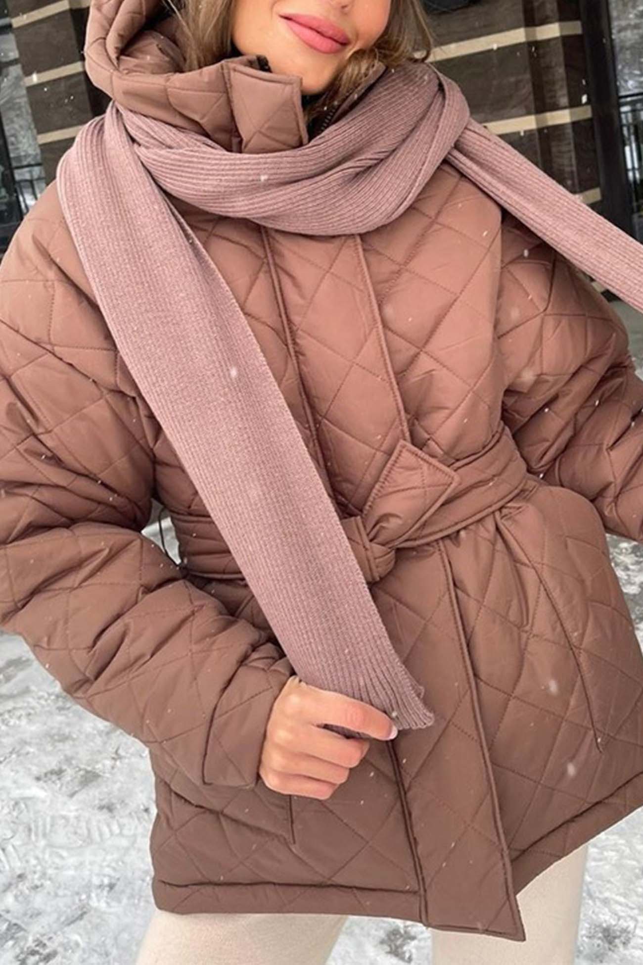 Sage | veste en coton à capuche et ceinture en losange