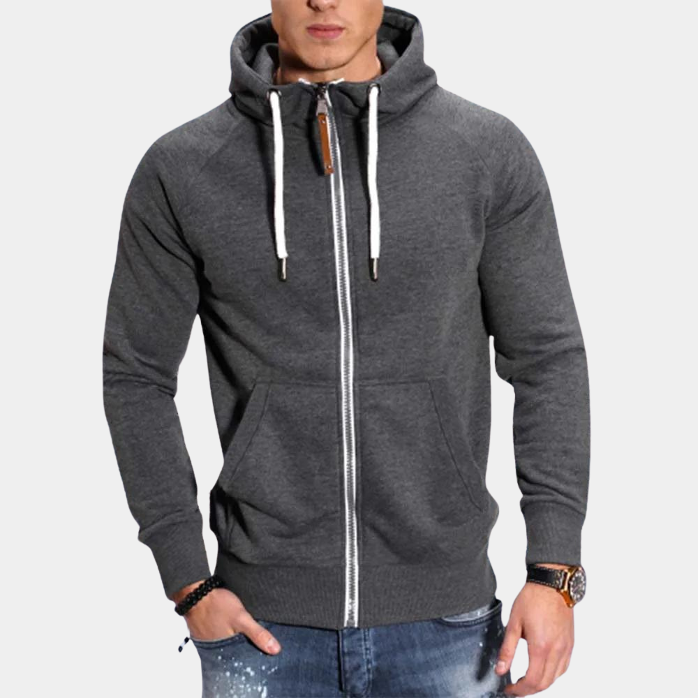 Veste polaire homme avec zip et cordon de serrage