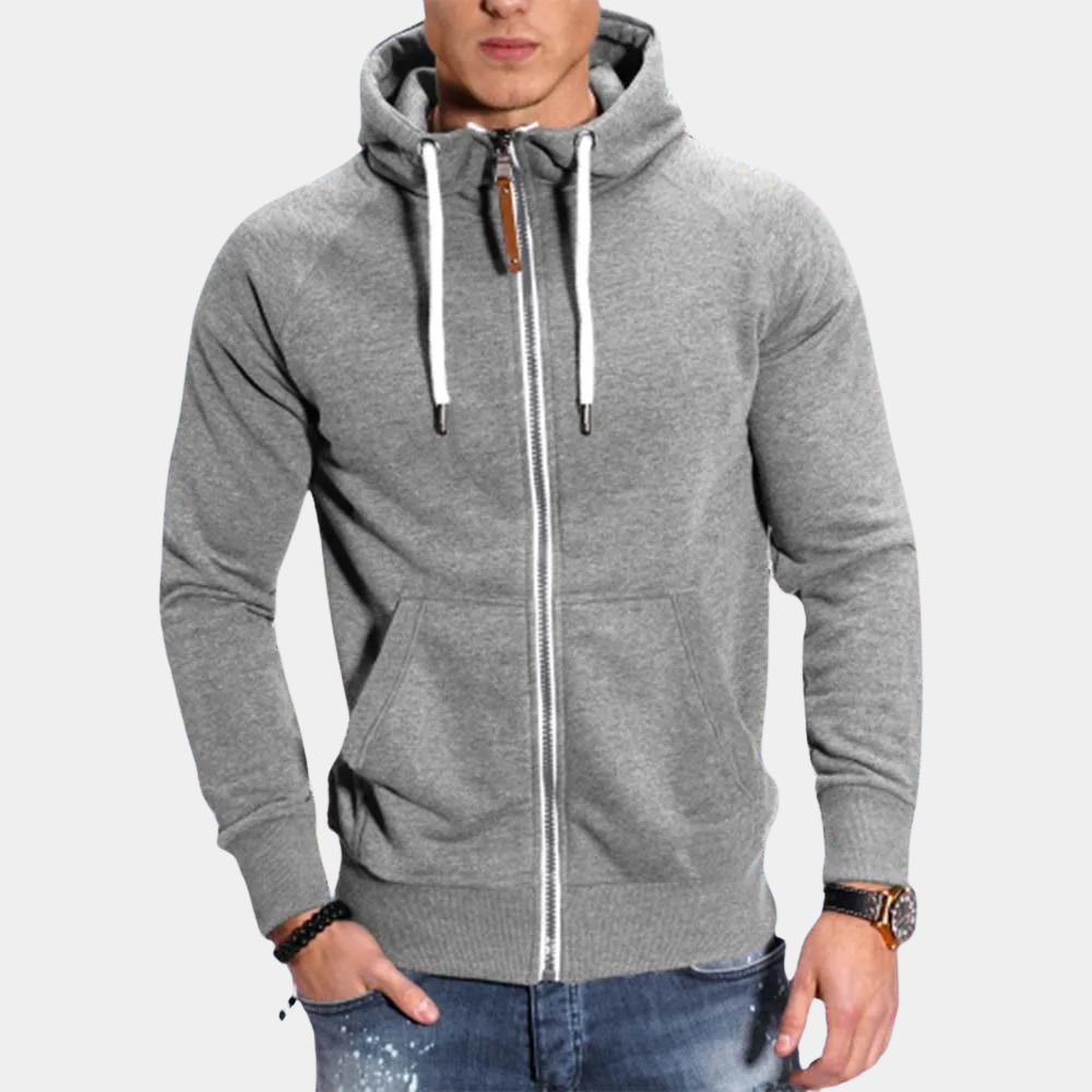 Veste polaire homme avec zip et cordon de serrage