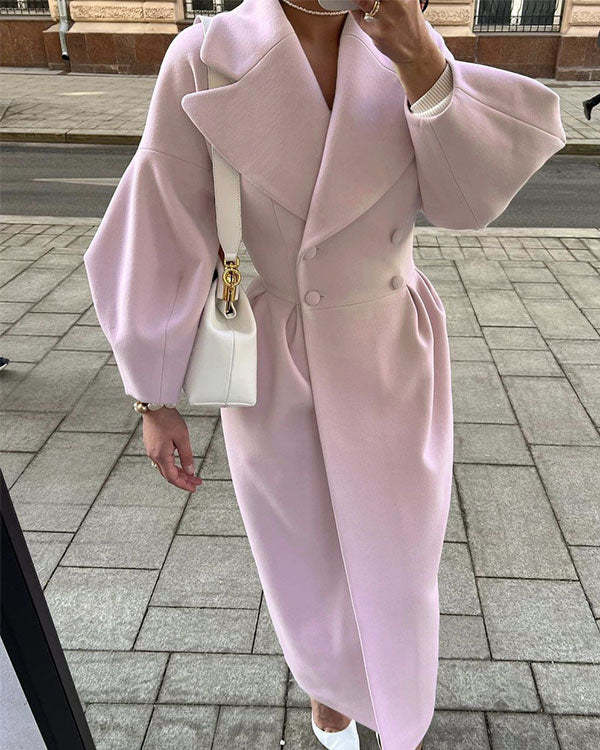 Manteau en laine vintage avec manches lanternes et revers