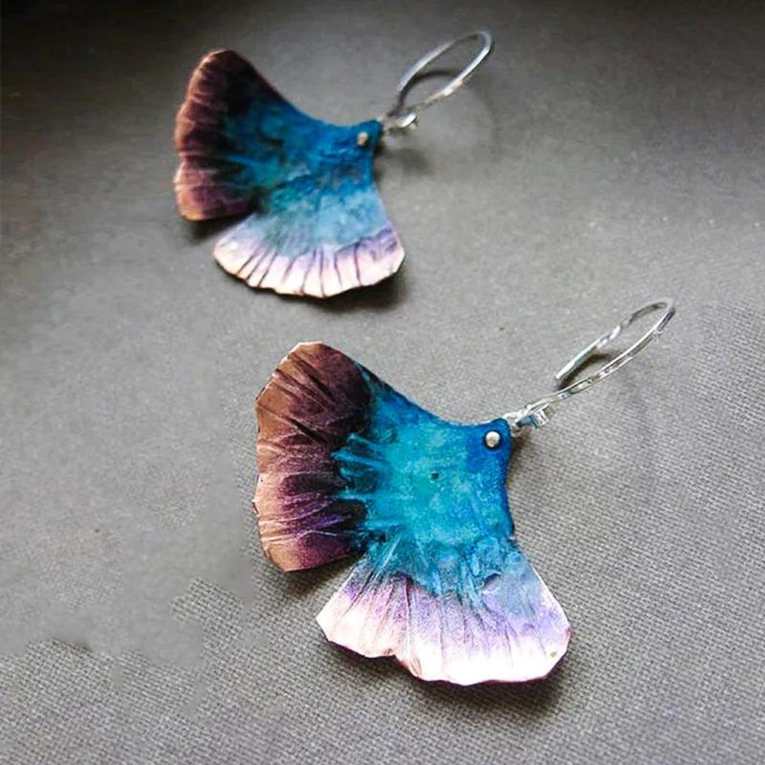 Boucles d'oreilles bohèmes avec papillon bleu en argent sterling