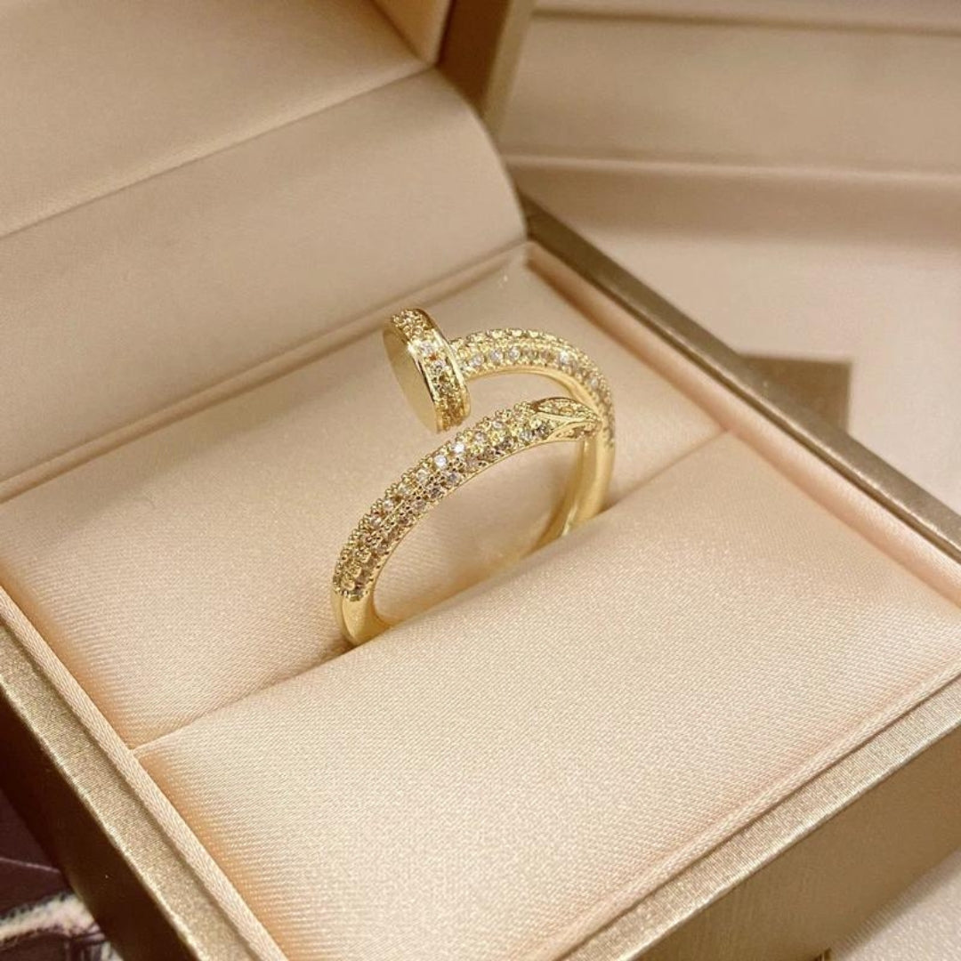 Bague luxueuse réglable plaquée or