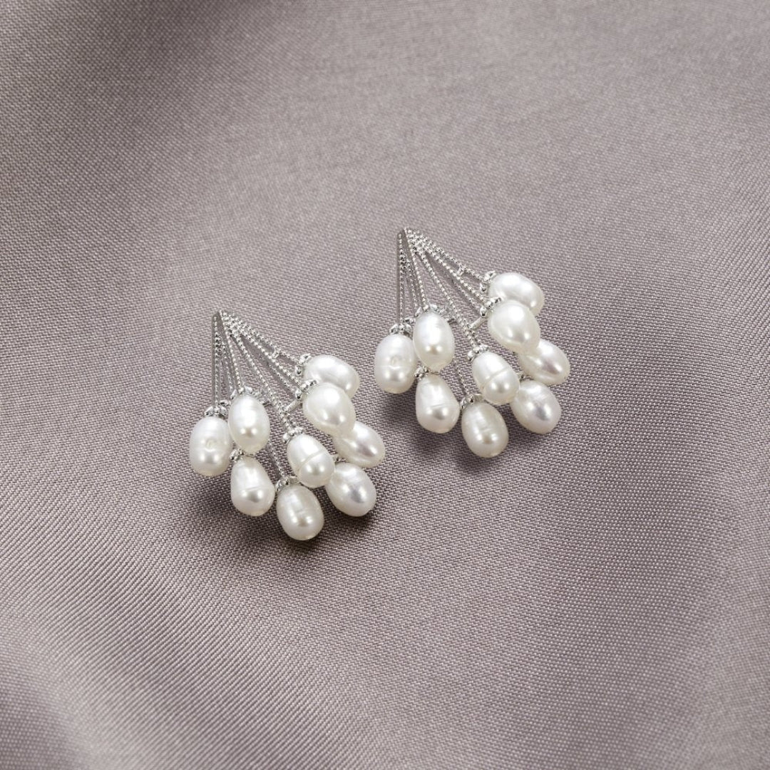 Boucles d'oreilles en corail avec perles d'eau douce