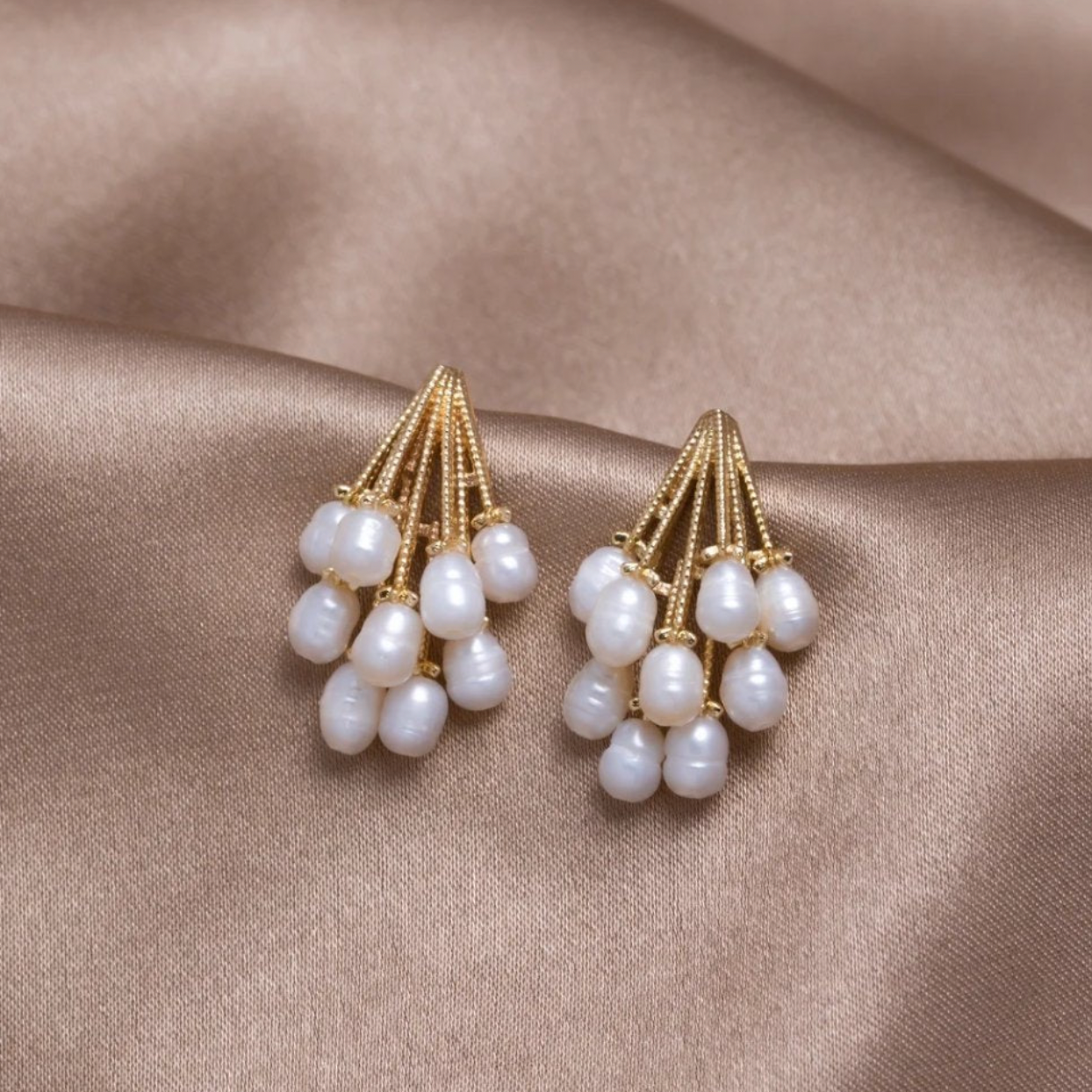 Boucles d'oreilles en corail avec perles d'eau douce
