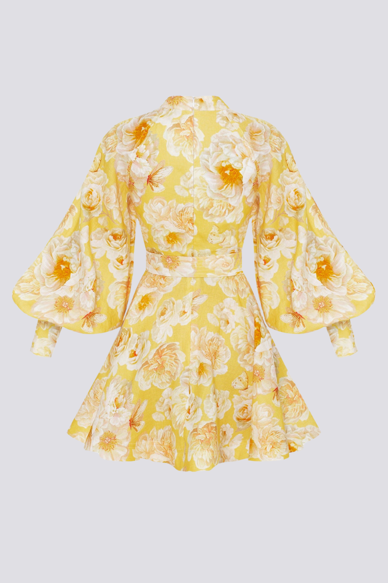 Cassiopeia Minikleid mit Ballonärmeln und Blumenmuster