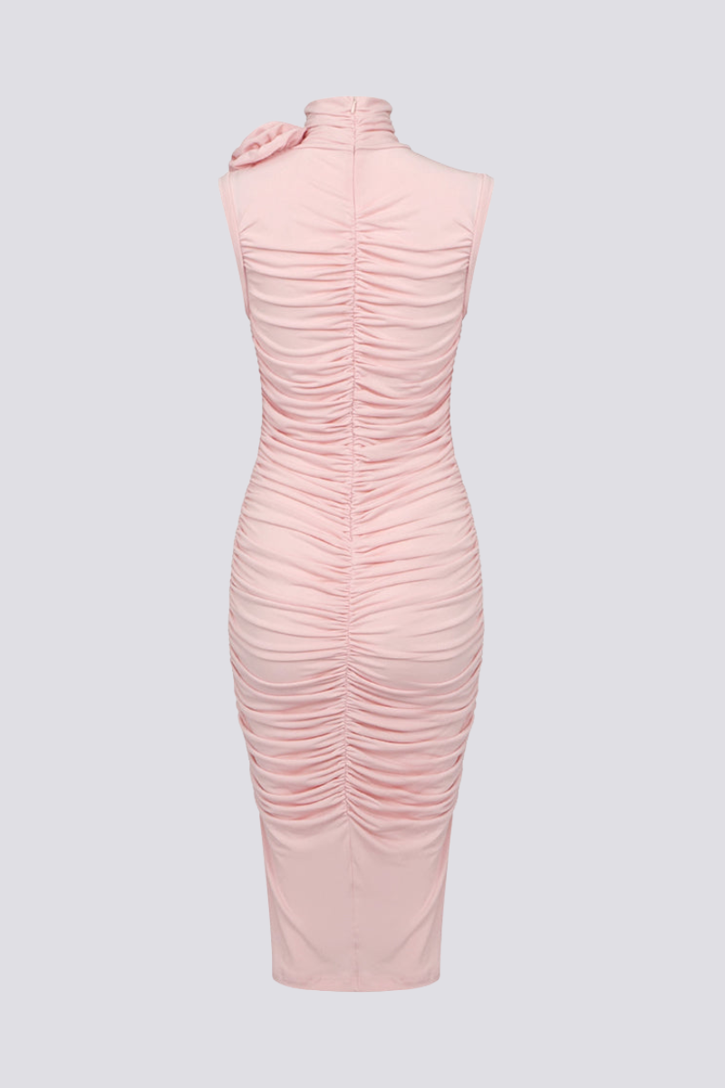 Geblümtes, gerafftes Midikleid von Cléophée