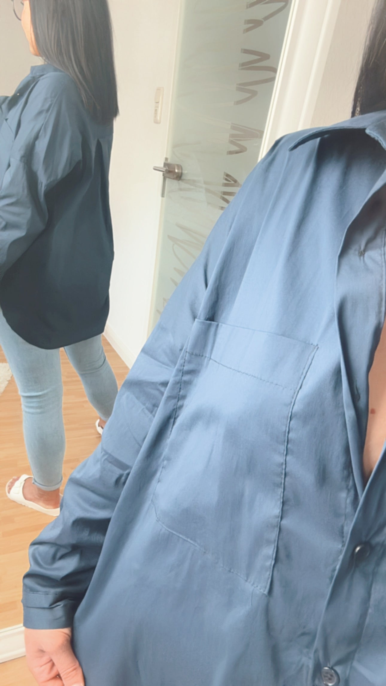 Bluse mit Brusttasche / dunkel blau Art. 6999