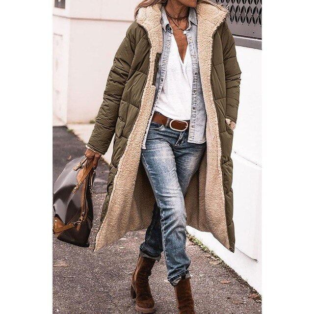 Allure | Manteau sherpa réversible à capuche