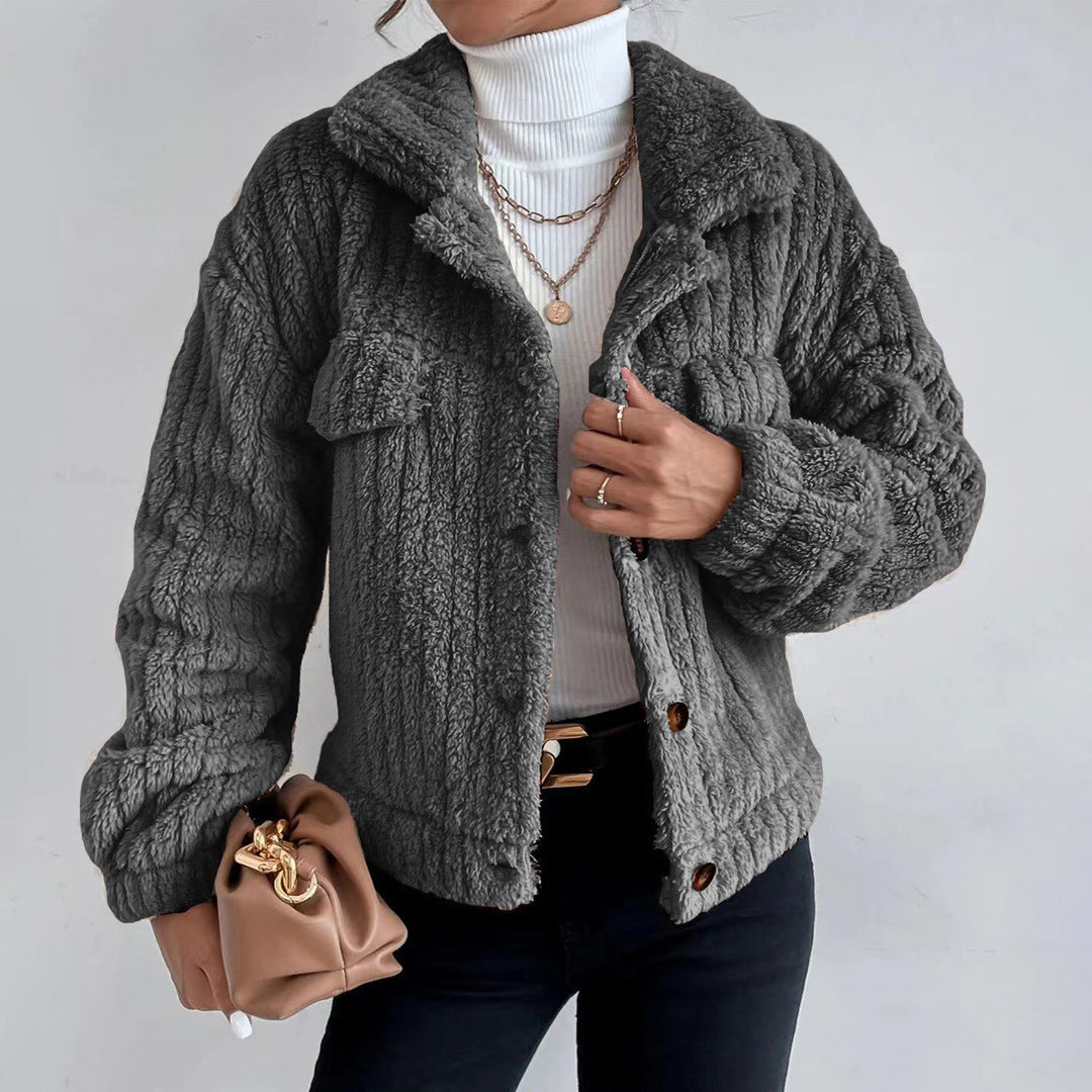 Yukari | Veste en peluche épaisse et velours
