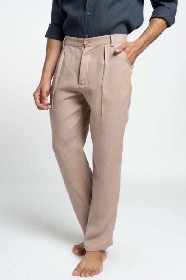 Pantalon en lin Bellachicha (moka discret)