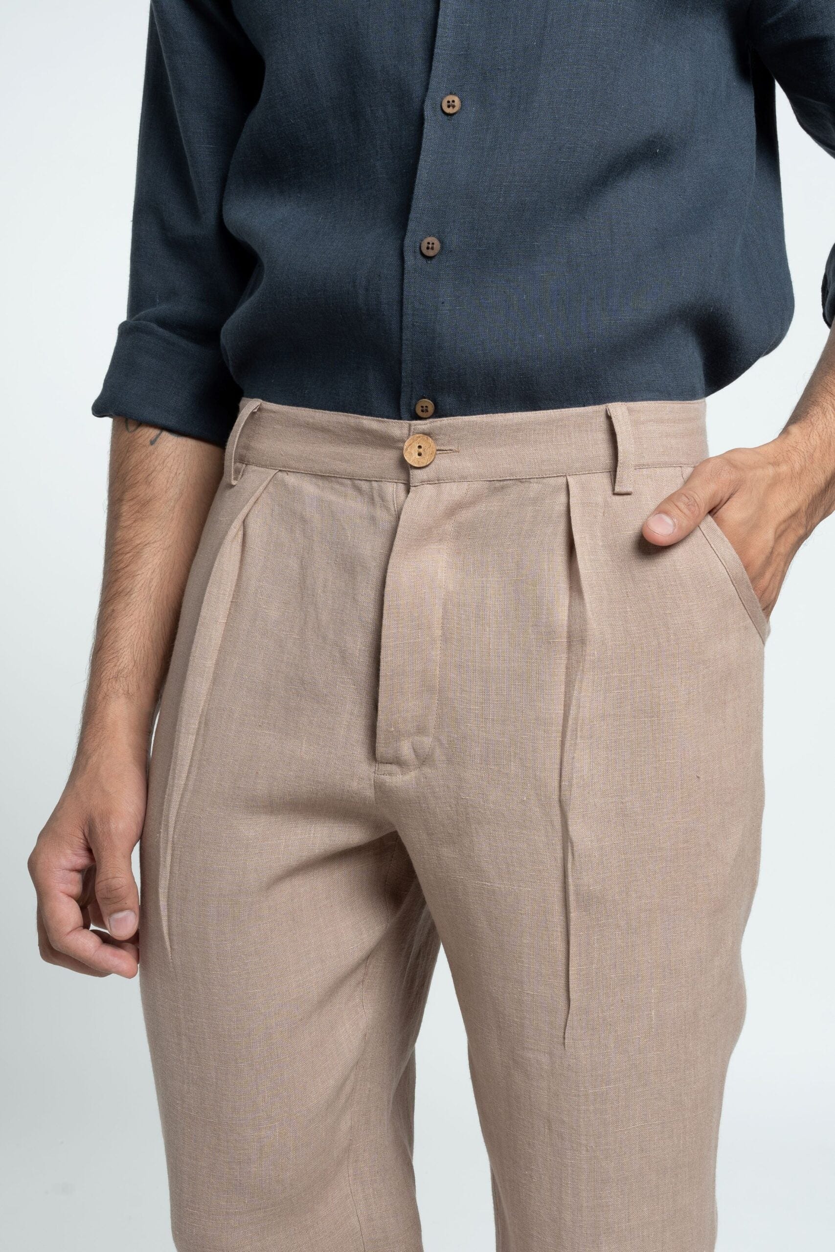 Pantalon en lin Bellachicha (moka discret)
