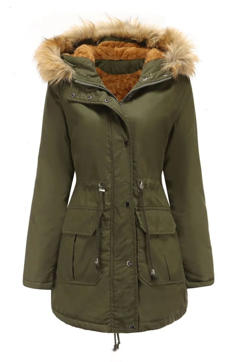 Parka d'hiver à capuche en fausse fourrure pour femme - Fiene