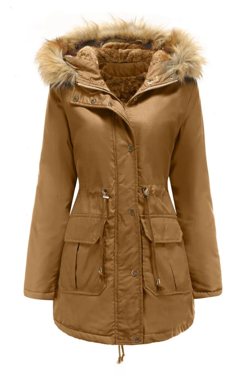 Parka d'hiver à capuche en fausse fourrure pour femme - Fiene