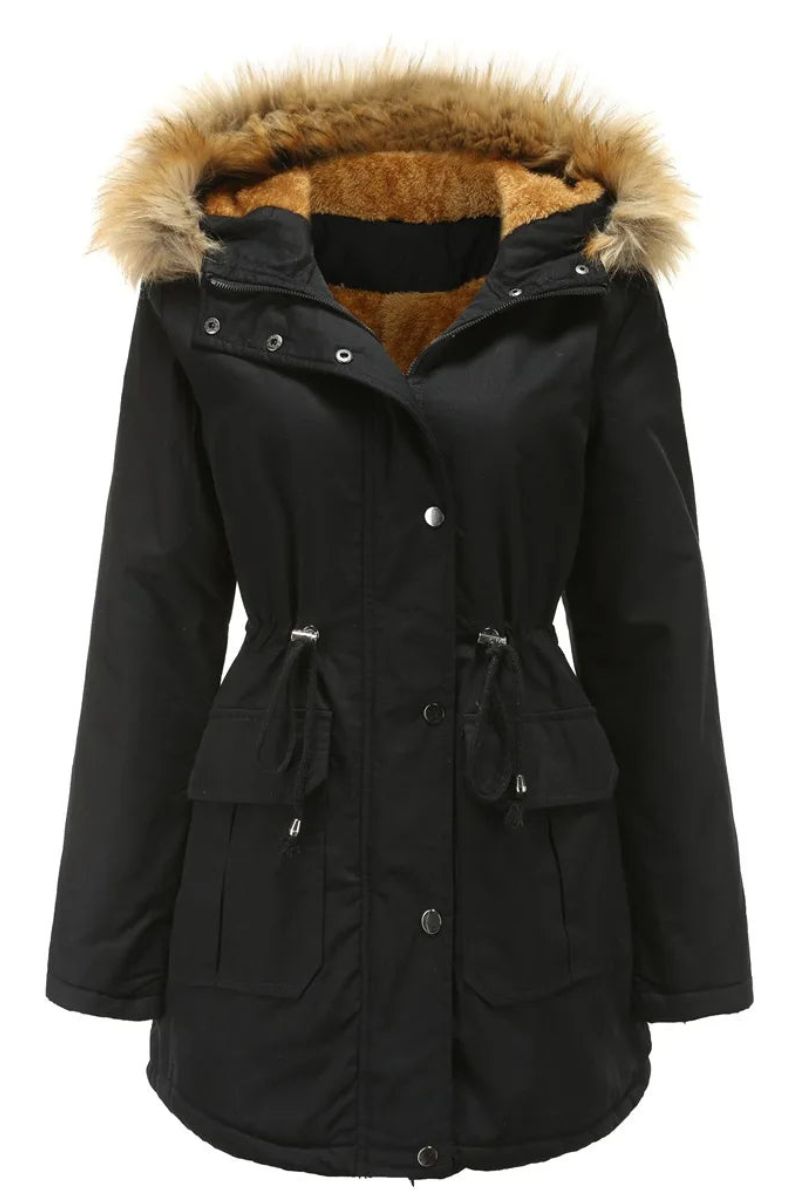 Parka d'hiver à capuche en fausse fourrure pour femme - Fiene