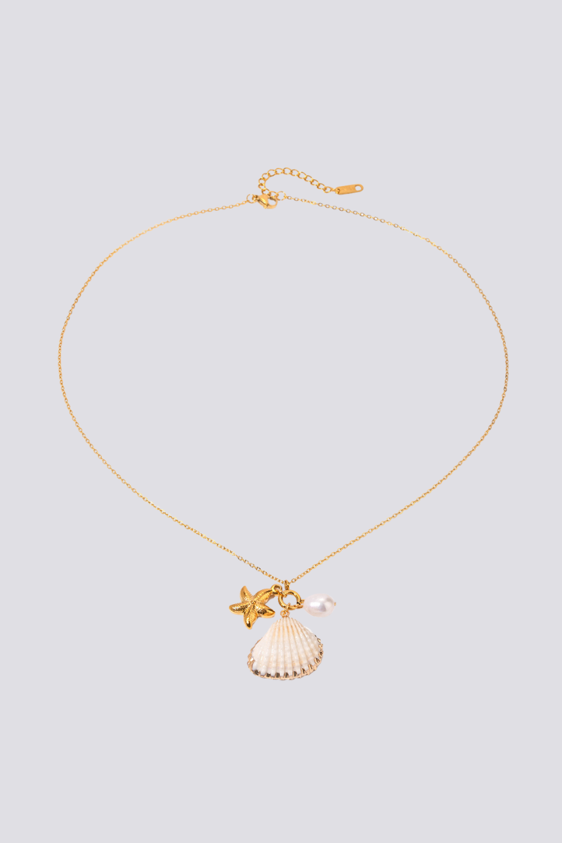 Collier de perles en coquillage et étoile de mer Flavie