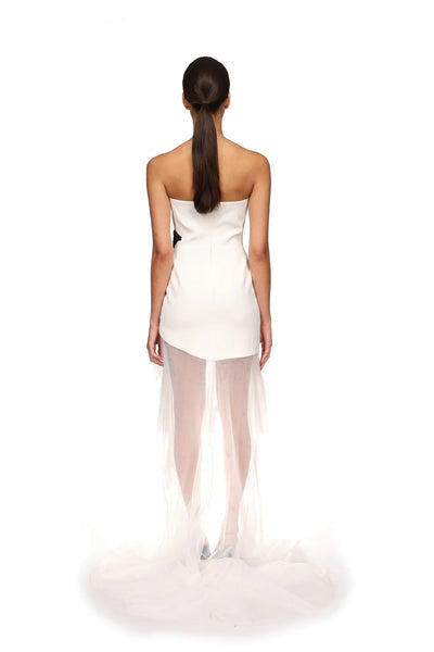 Trägerloses Minikleid „Veronica“ mit Kristallverzierung