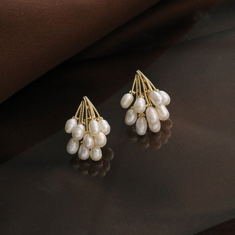 Boucles d'oreilles en corail avec perles d'eau douce