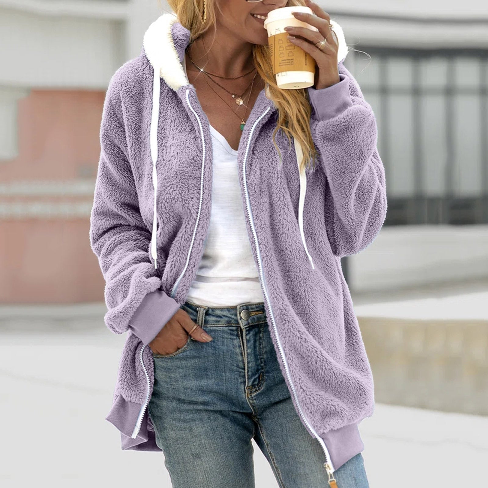 Fleece cardigan | Kuscheliger Kapuzenjacke für Frauen