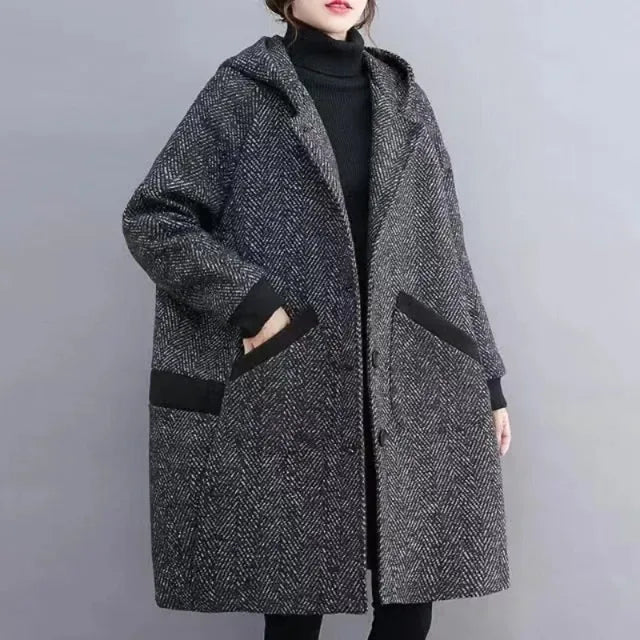 Manteau vintage chaud à capuche