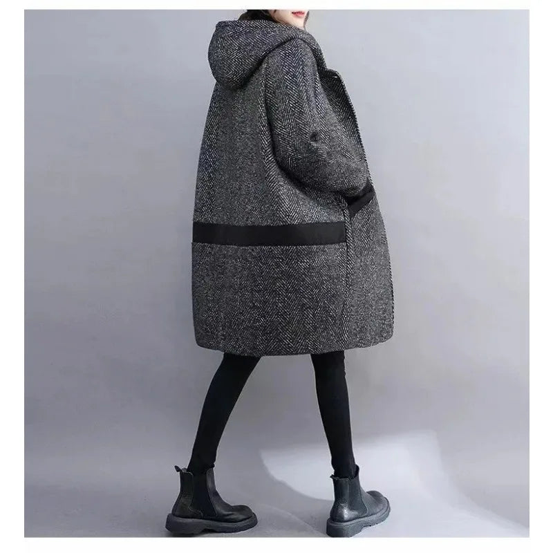 Manteau vintage chaud à capuche