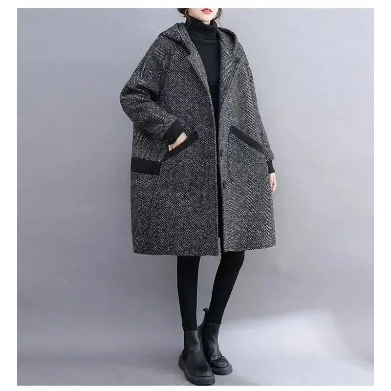 Manteau vintage chaud à capuche