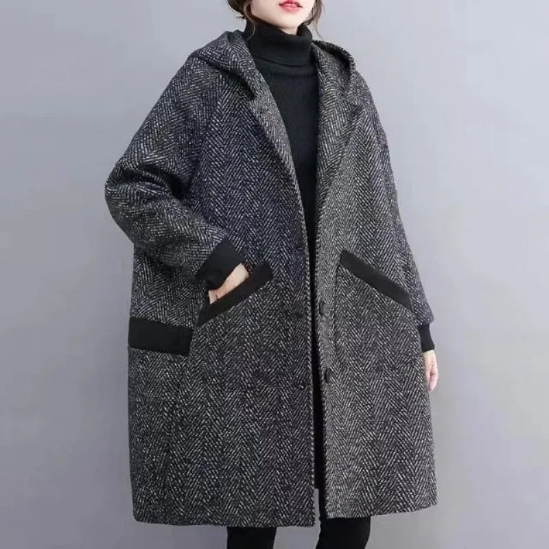 Manteau vintage chaud à capuche