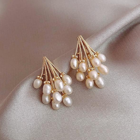 Boucles d'oreilles en corail avec perles d'eau douce