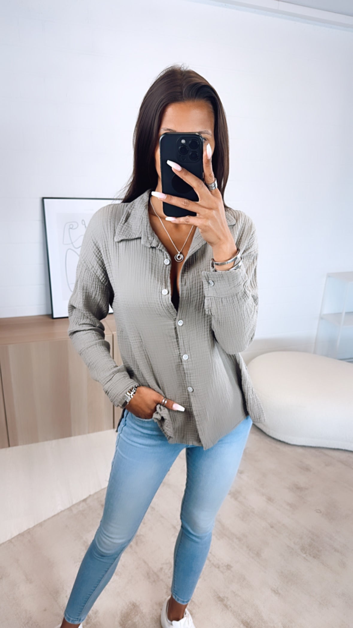 Trend Bluse, schmaler Schnitt / schlamm Art. 6304
