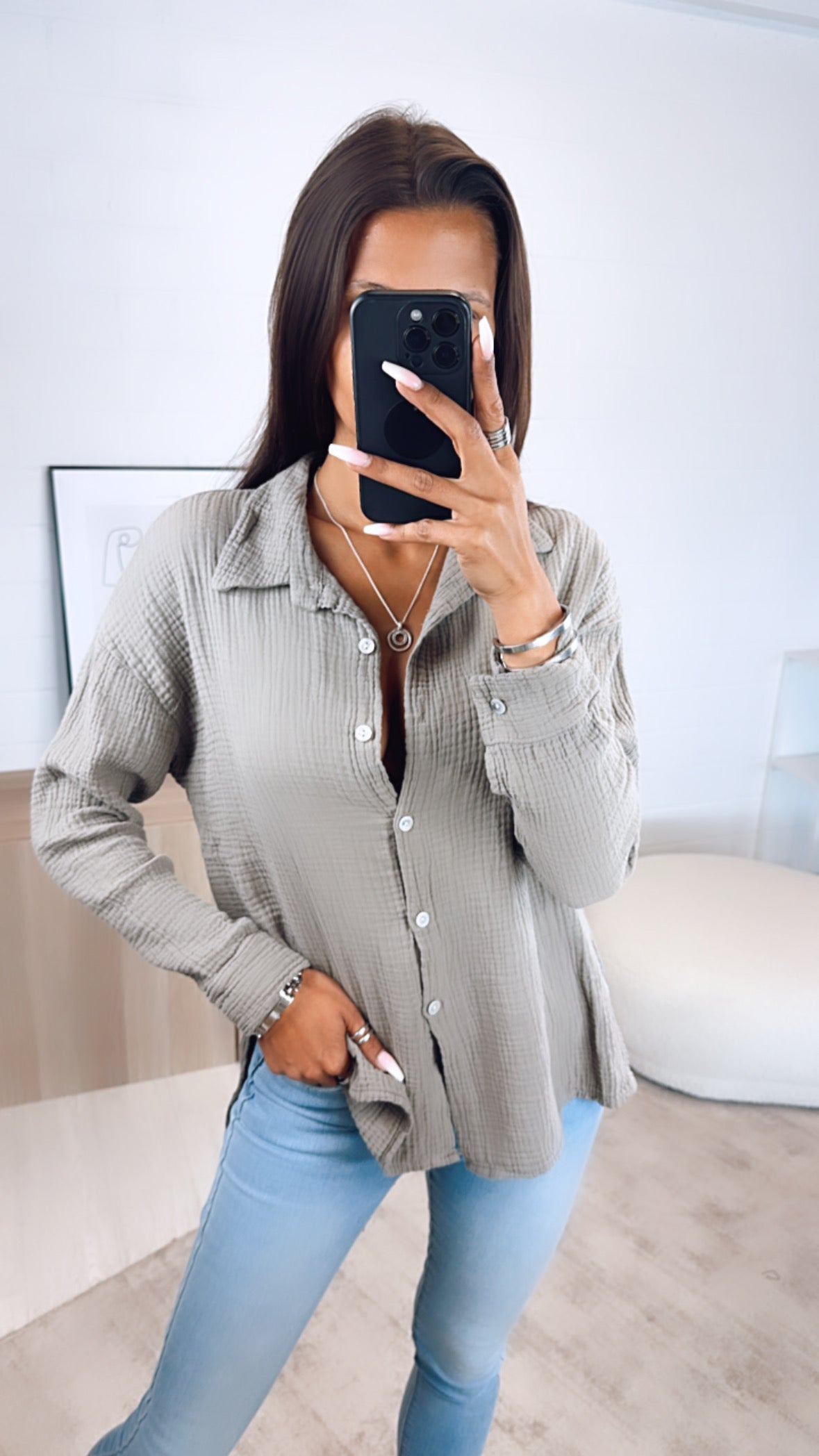 Trend Bluse, schmaler Schnitt / schlamm Art. 6304