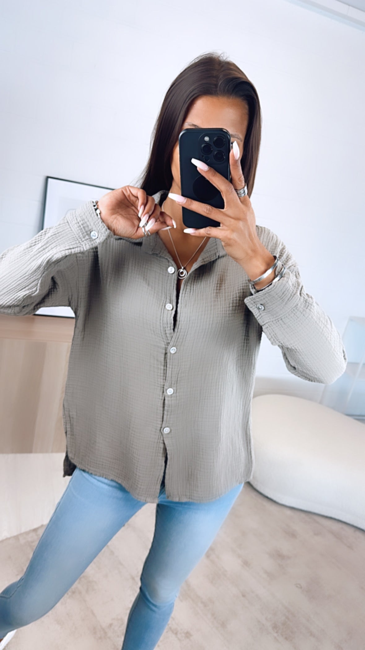 Trend Bluse, schmaler Schnitt / schlamm Art. 6304
