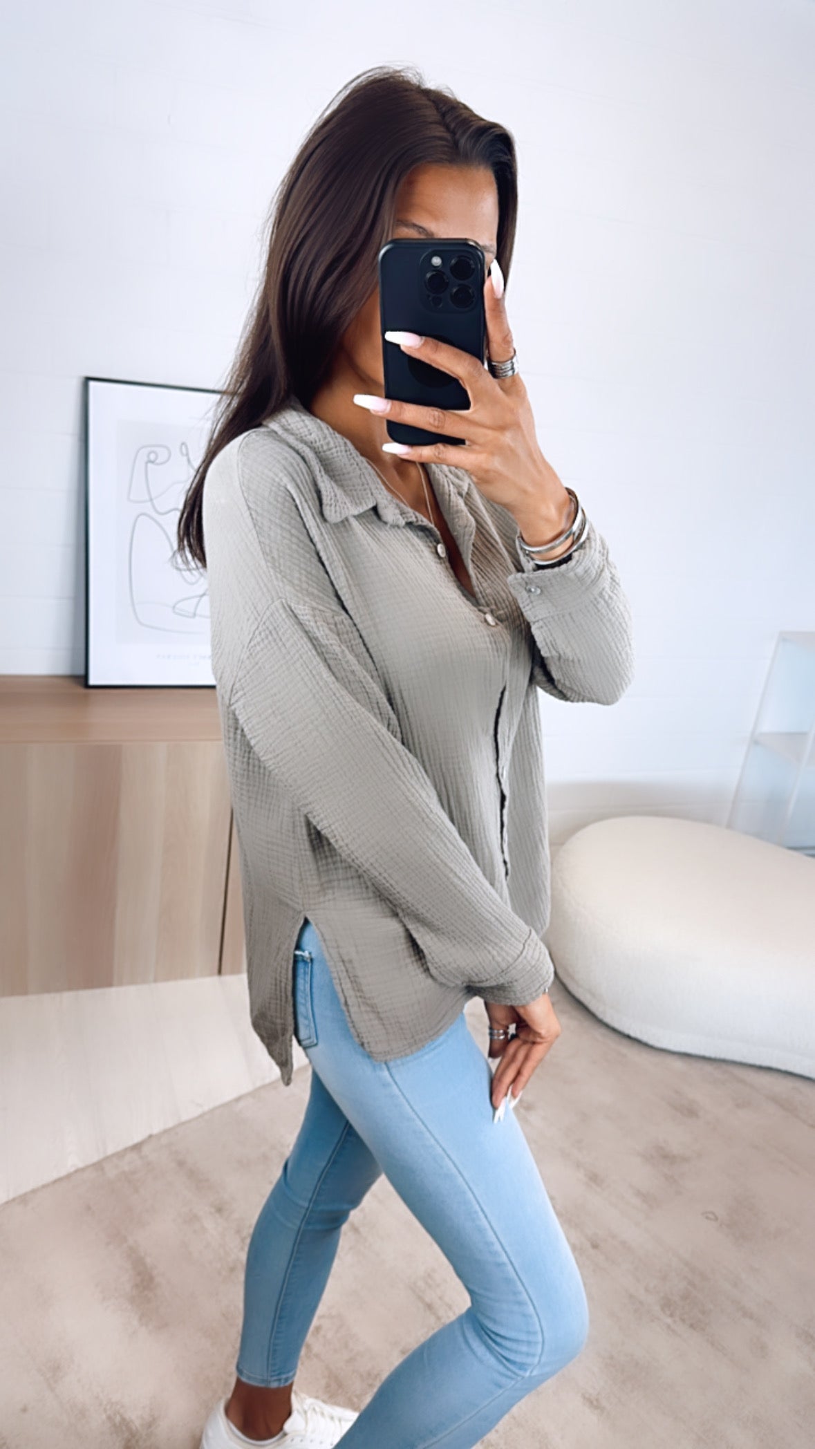 Trend Bluse, schmaler Schnitt / schlamm Art. 6304