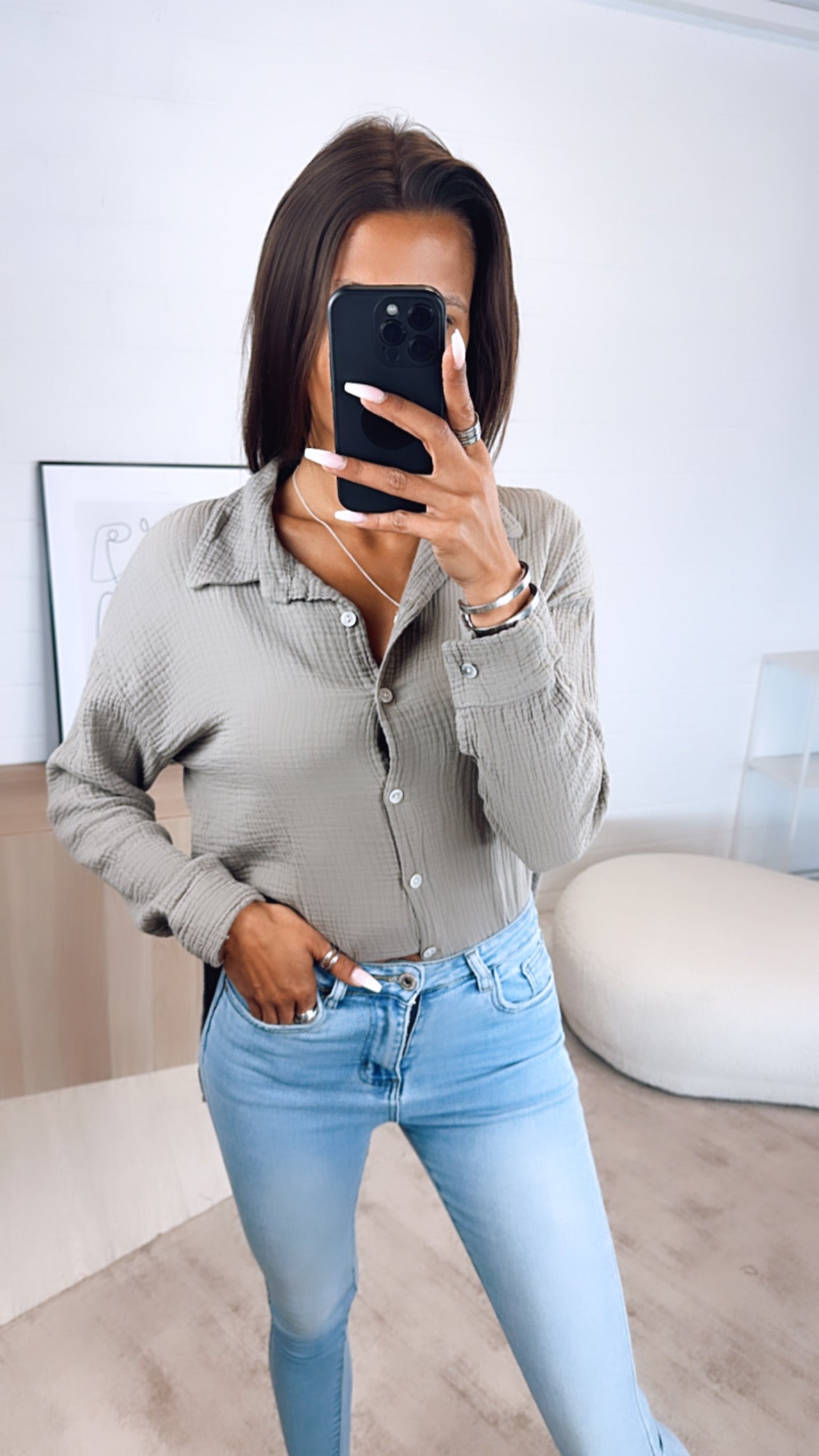 Trend Bluse, schmaler Schnitt / schlamm Art. 6304