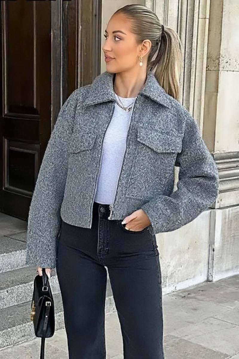 Kurze Jacke - GRAU