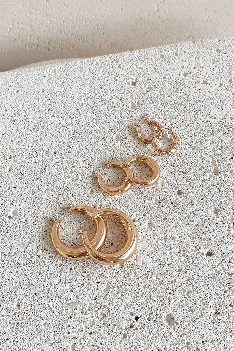 Ensemble de boucles d'oreilles créoles classiques - Or